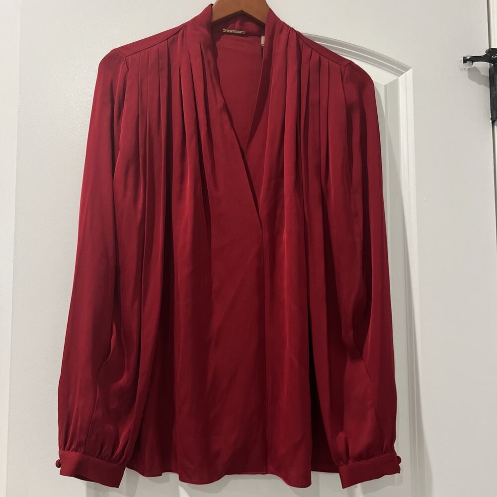 Elie Tahari Silk Blouse Garnet Red Womens Small New with Tags $295